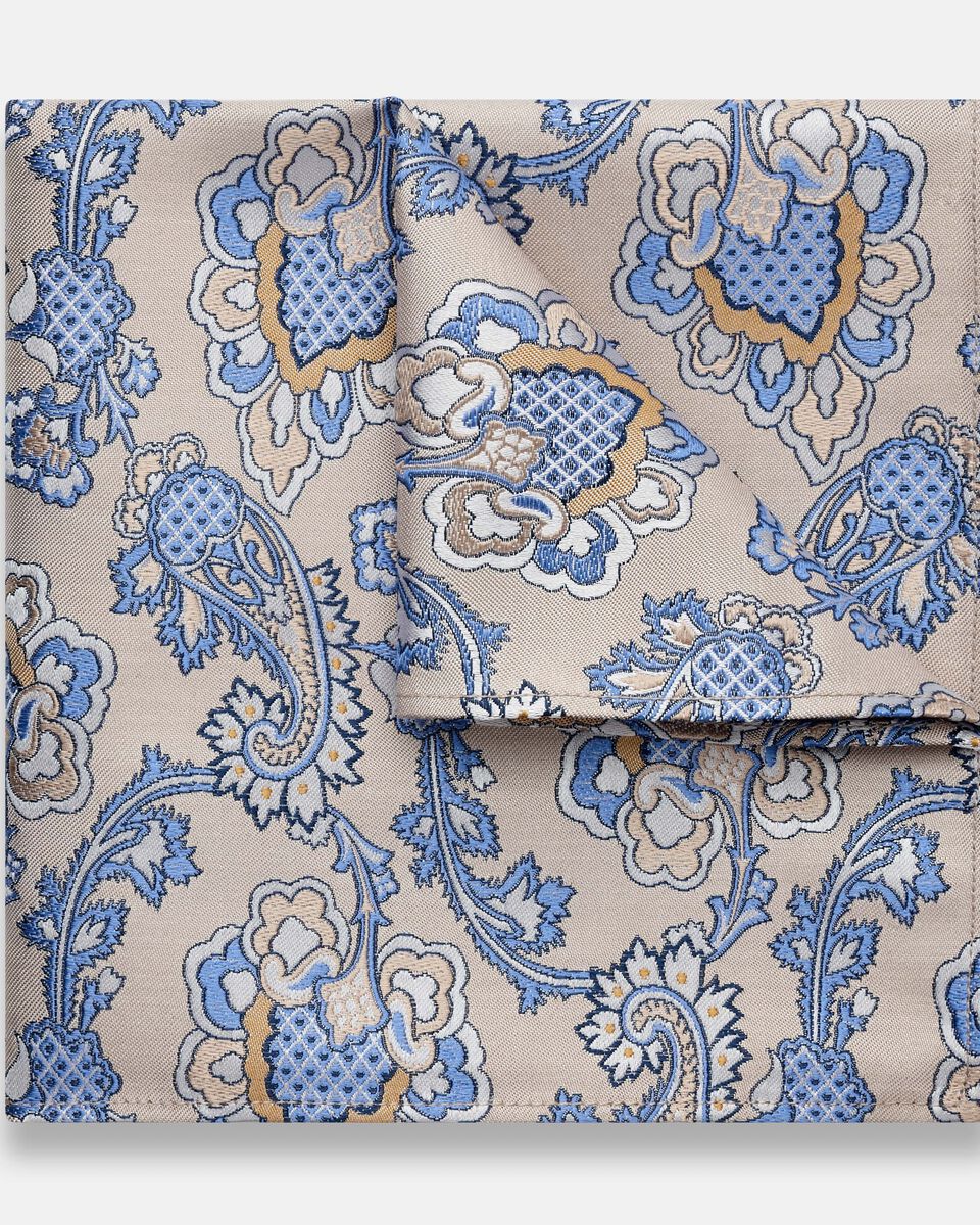 Serrato Silk Pocket Square, Natural, hi-res